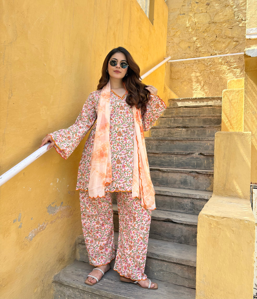 Hairat Peach Farshi Set