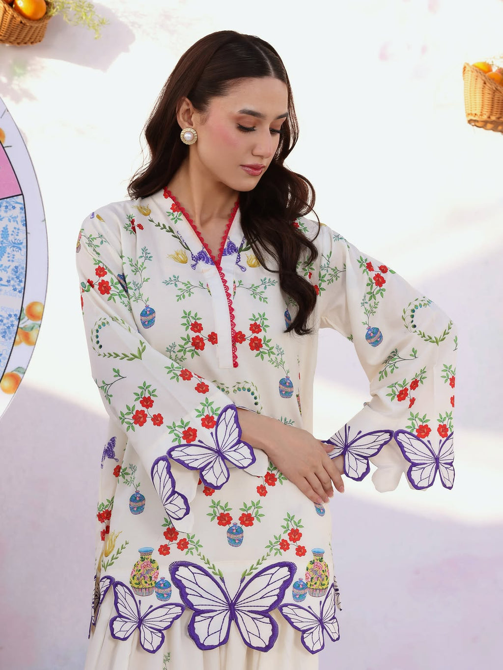 Butterfly Bloom Embroidered Kurta Set