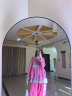 Meher Gul Premium Pink Cotton Farshi Suit Set