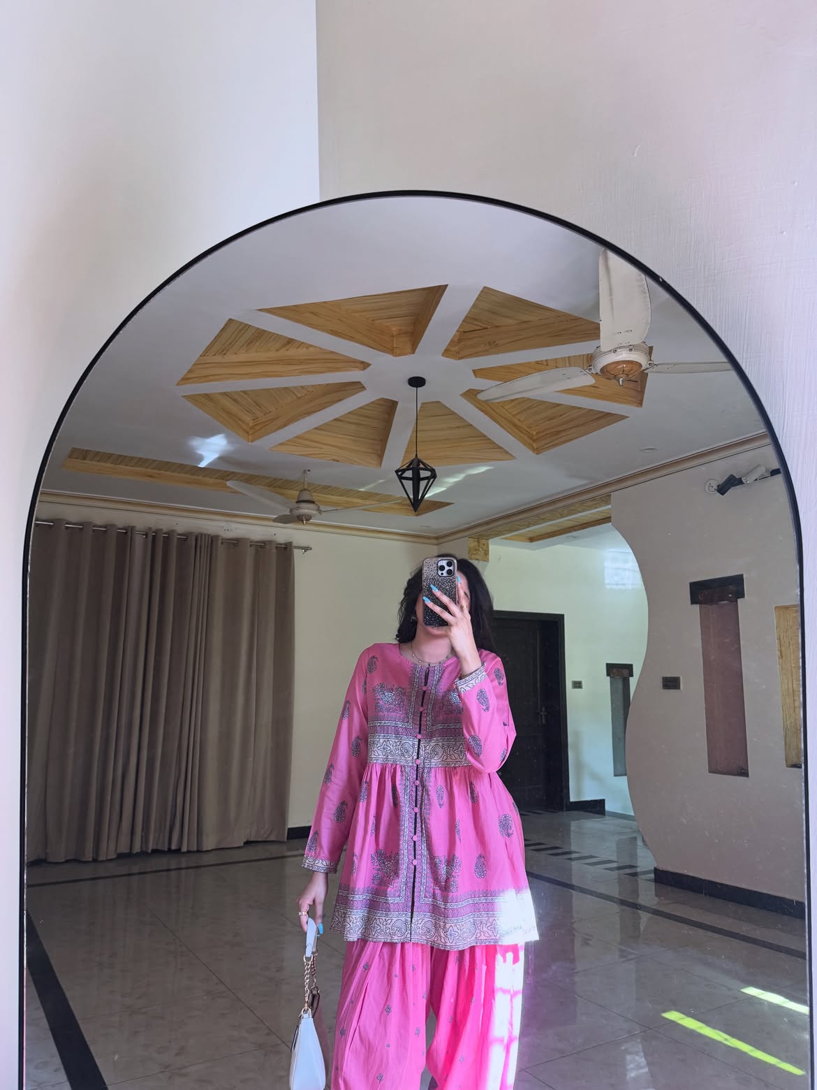 Meher Gul Premium Pink Cotton Farshi Suit Set