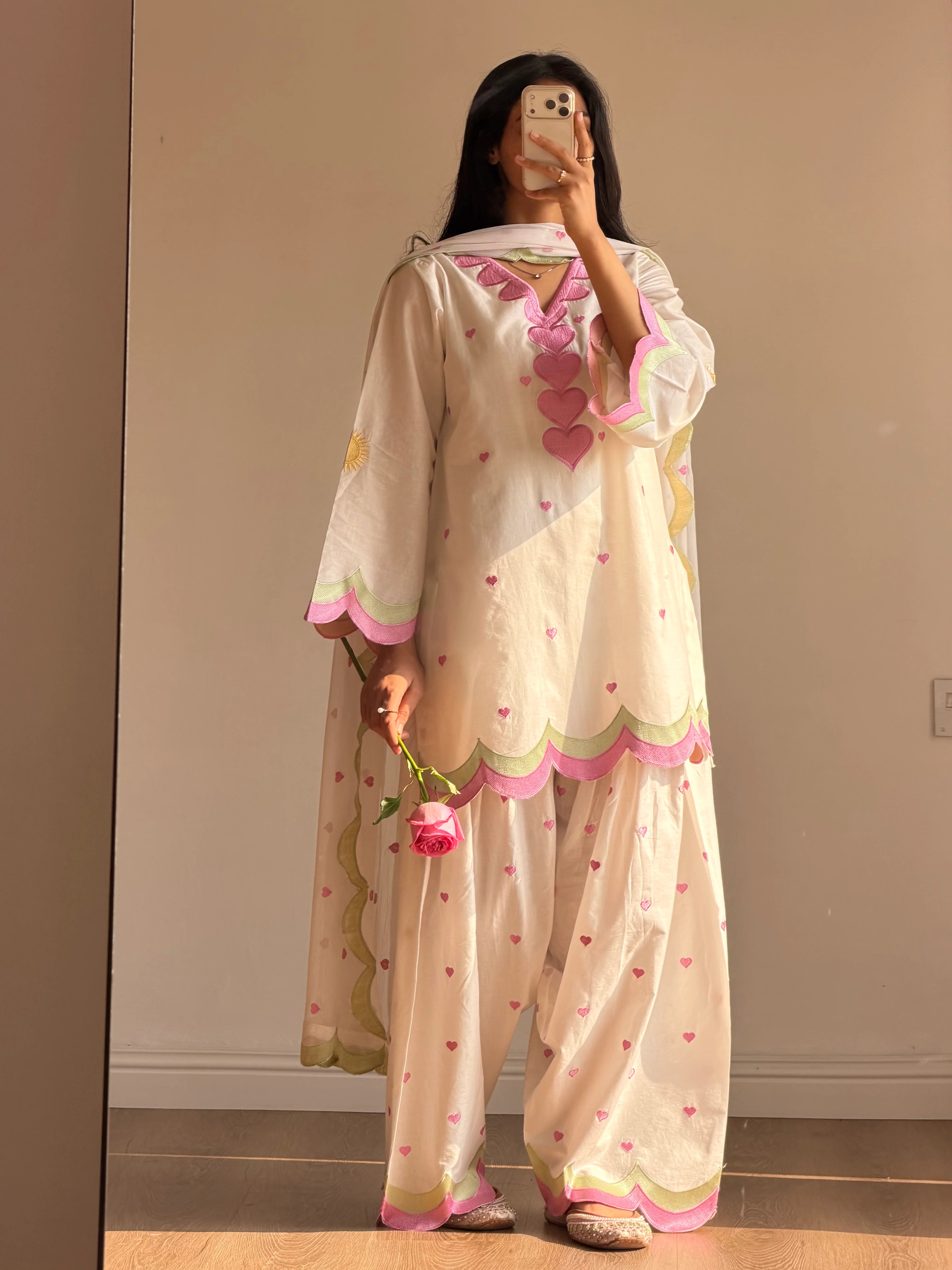 Dilruba Floral Heart Cotton Suit Set