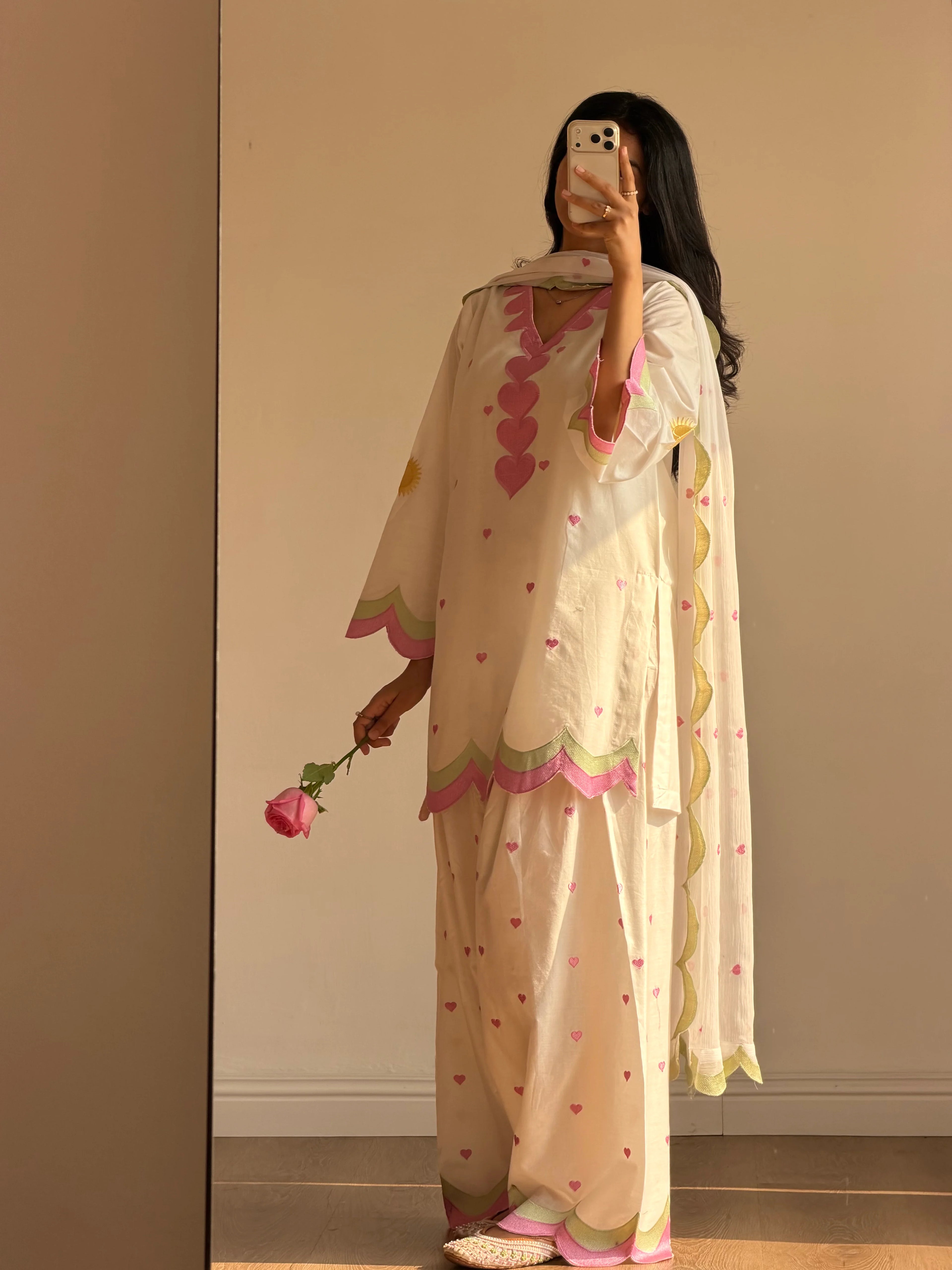 Dilruba Floral Heart Cotton Suit Set
