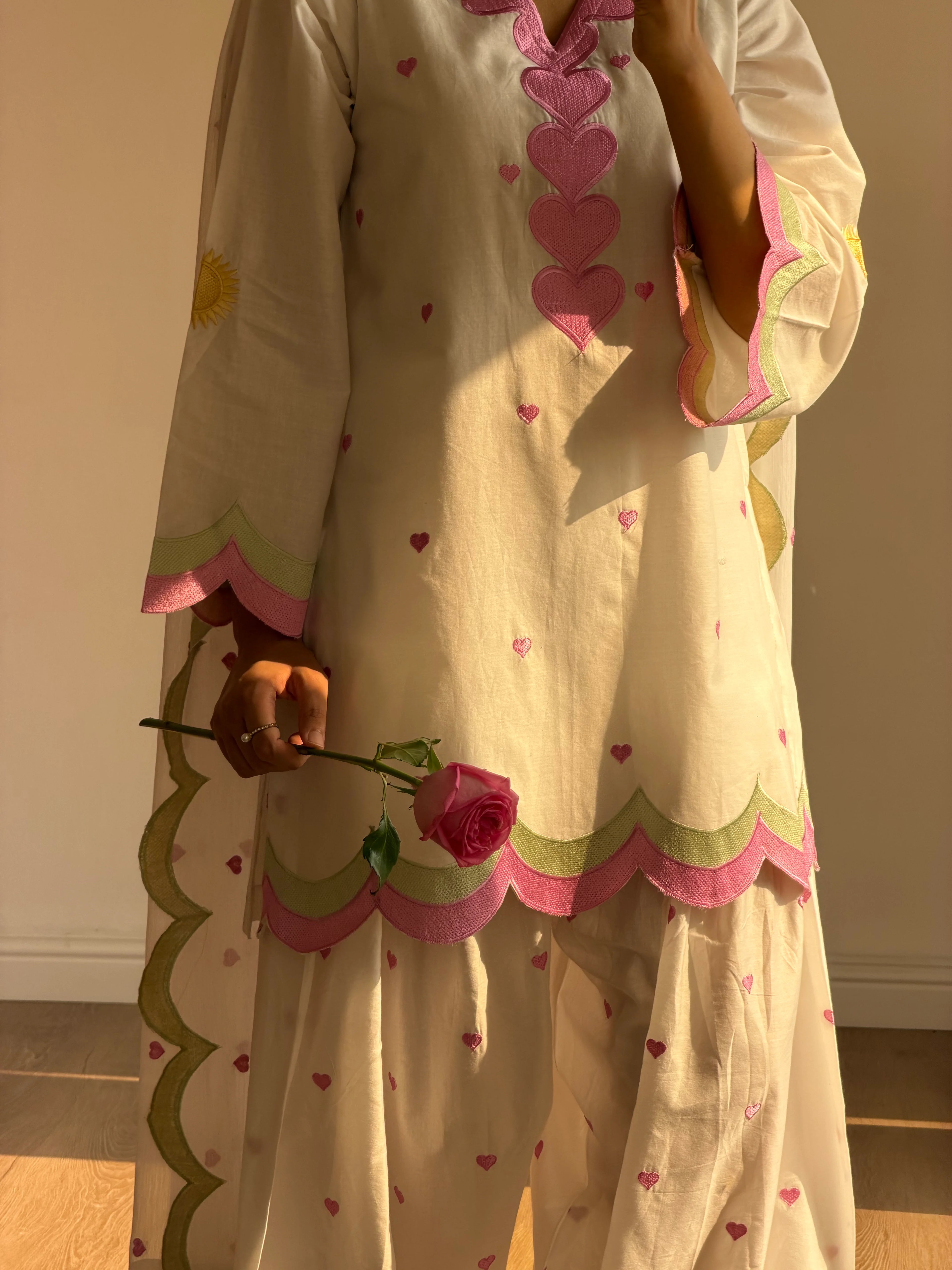 Dilruba Floral Heart Cotton Suit Set