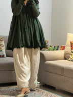 Olive green stylish Anarkali with Farshi Salwar