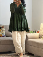 Olive green stylish Anarkali with Farshi Salwar