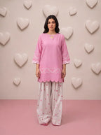 Pink Heart Embroidered Farshi Salwar Set