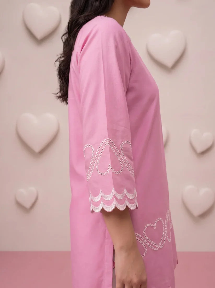 Pink Heart Embroidered Farshi Salwar Set
