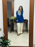 Noor-e-Neel Blue Mul chanderi Farshi salwar Kurta set
