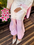 Blush Pink Chikankari Cotton Kurta with Palazzo & Dupatta