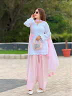Aaira Noor Pastel Pink & White Chikankari Suit Set