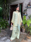 Zoyaana Blue Floral Printed Sharara Suit Set