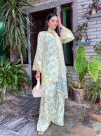 Zoyaana Blue Floral Printed Sharara Suit Set