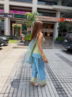Aurevia Mint & Sky Blue Fusion Sharara Set