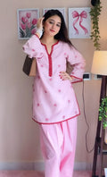 Aaradhya Pink Floral Embroidered Kurta Pant Set