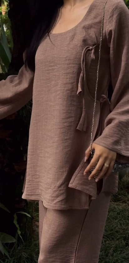 Elara Mocha Linen Co-Ord Set