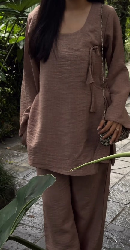 Elara Mocha Linen Co-Ord Set