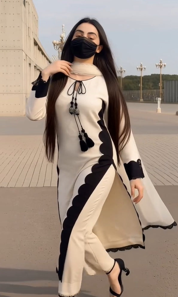 Areeba Black & Ivory Kurta Set