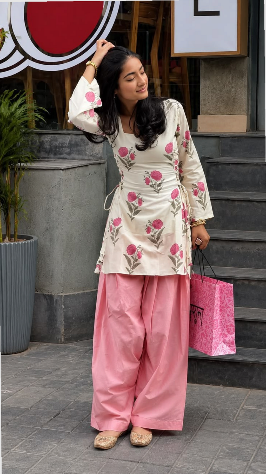 Ruhani Rose Floral Palazzo Set